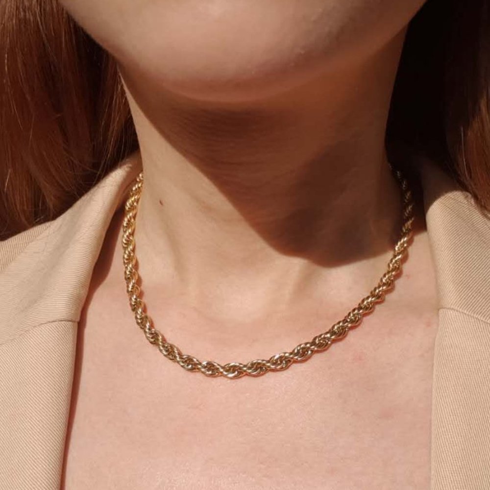 14k Gold-Plated Stainless Steel Rope Chain Choker